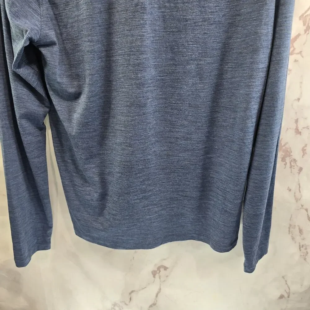 Rhone Shirt Mens Medium Blue Polo Wool Blend Long Sleeve Henley